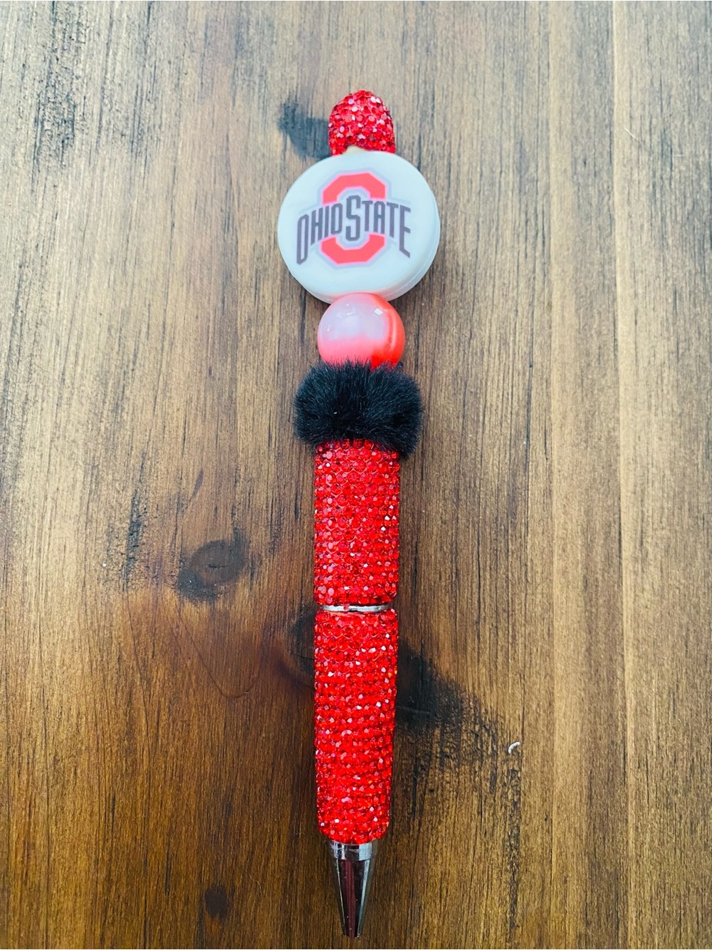Ohio State Red Crystal Key & Card Holder Charm Pen